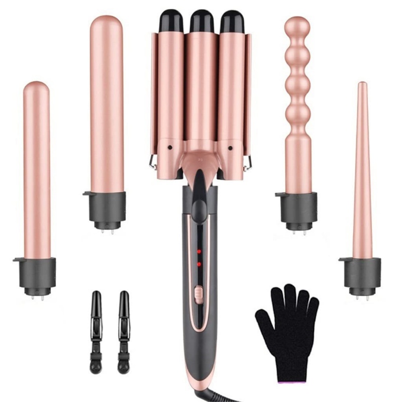 CNV Professional Hair Curler Hair Curling Iron Ceramic Styling Tool Electric 5 in 1 Hair Waver Pear Flower ConeRoller Curling Wand