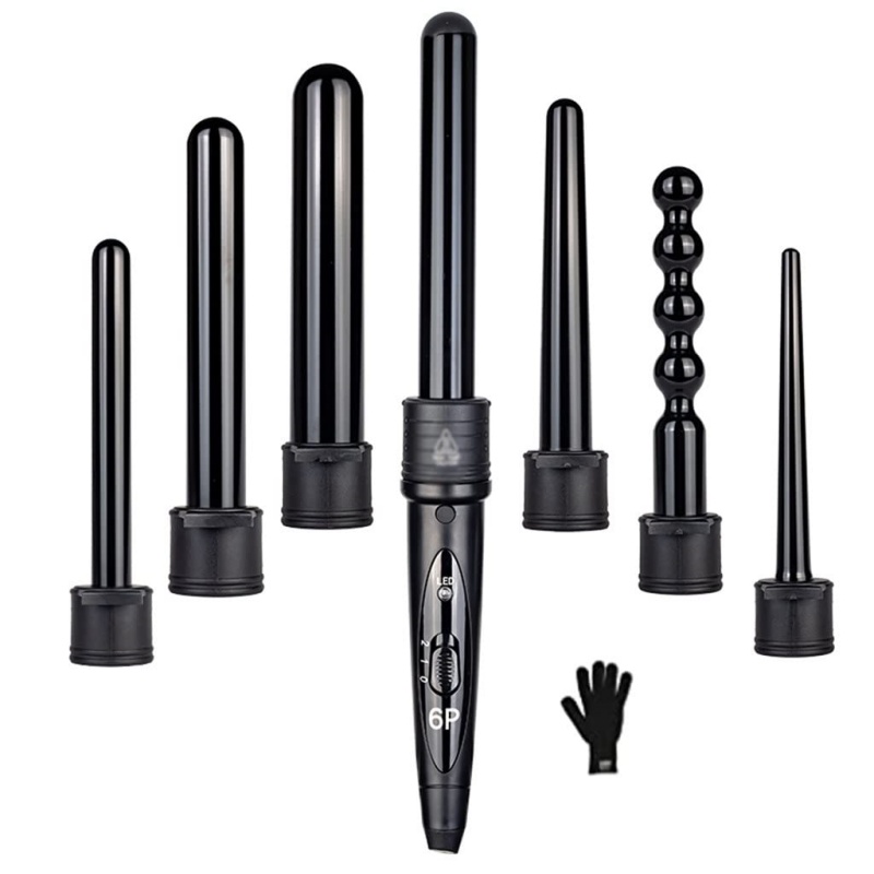CNV 6 in 1 9-32mm Interchangeable Professional Ceramic Hair Curler Rotating Curling Iron Wand Wand Curlers Hair Care Styling Tools