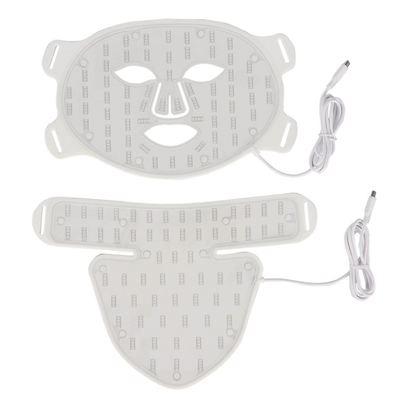 CNV LED facial neck care cover,Led Face Mask, 4 Color Led Mask, 3 Gears Silicone Skin Photon Face Rejuvenation Machine with Neck Cover, For Care