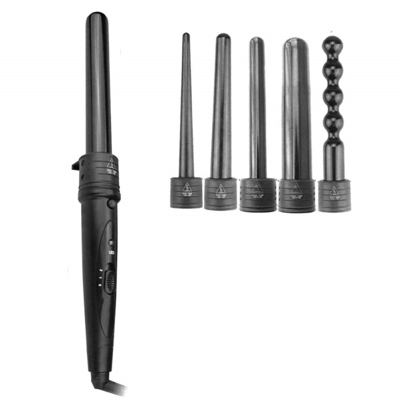 CNV Curling Iron 6 in 1 Hair Curling Iron Ceramic Hair Curler Roller Interchangeable Barrels Hair Curling Stick 5 Sizes Curling Wand